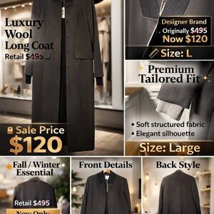 Paloma Wool Black Long Wool Pea Coat